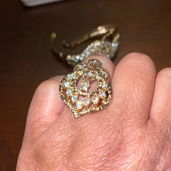 Formal Bracelet and ring gold tone crystal set - Picture 9 of 12